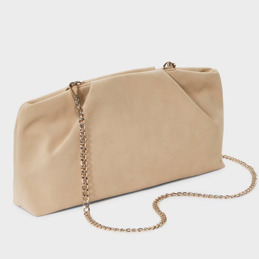 a new day Tan Clutch with Gold Chain - NWT